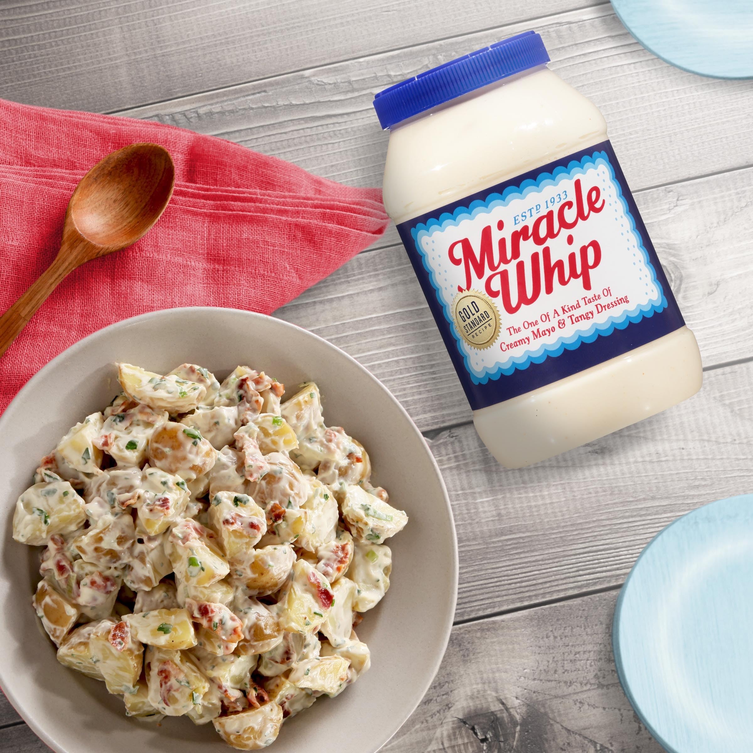 Honey mustard dip with Miracel Whip creates a zesty contrast.