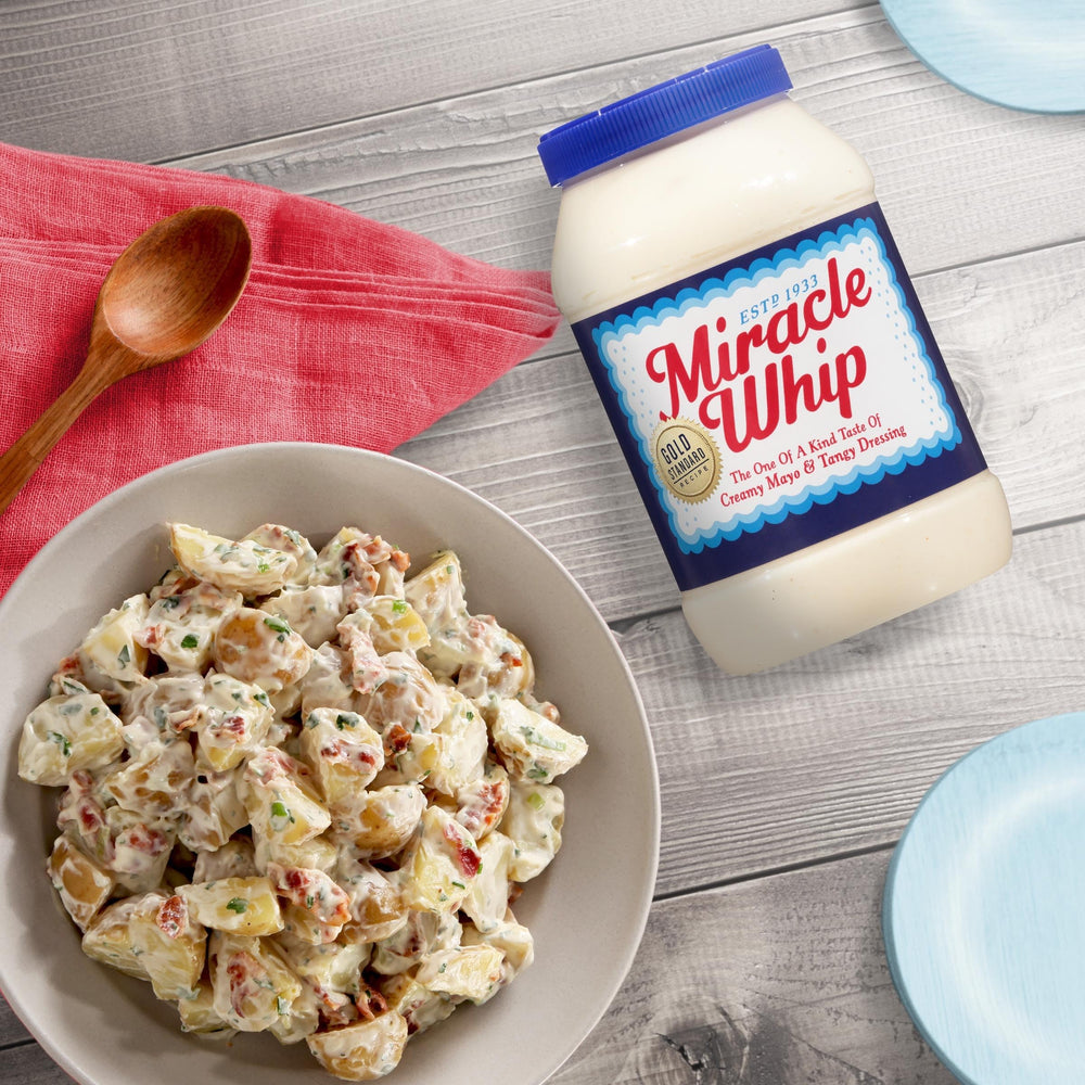 Honey mustard dip with Miracel Whip creates a zesty contrast.