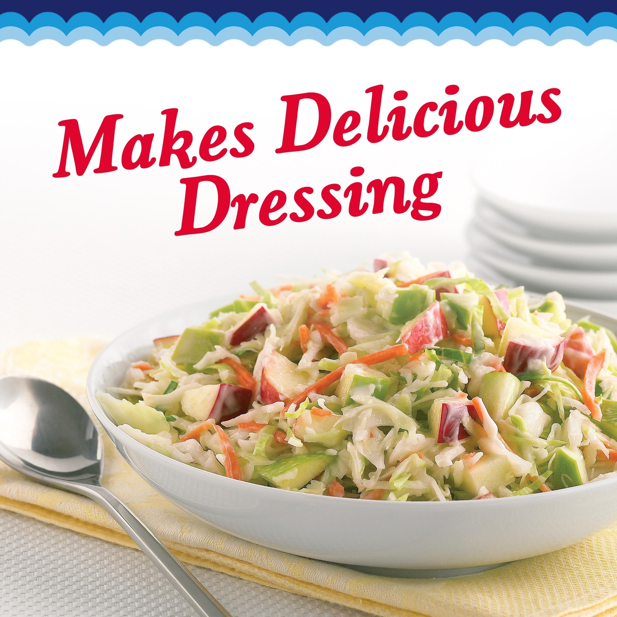 Salad bowl featuring Miracel Whip adds creamy tang for keto meals.