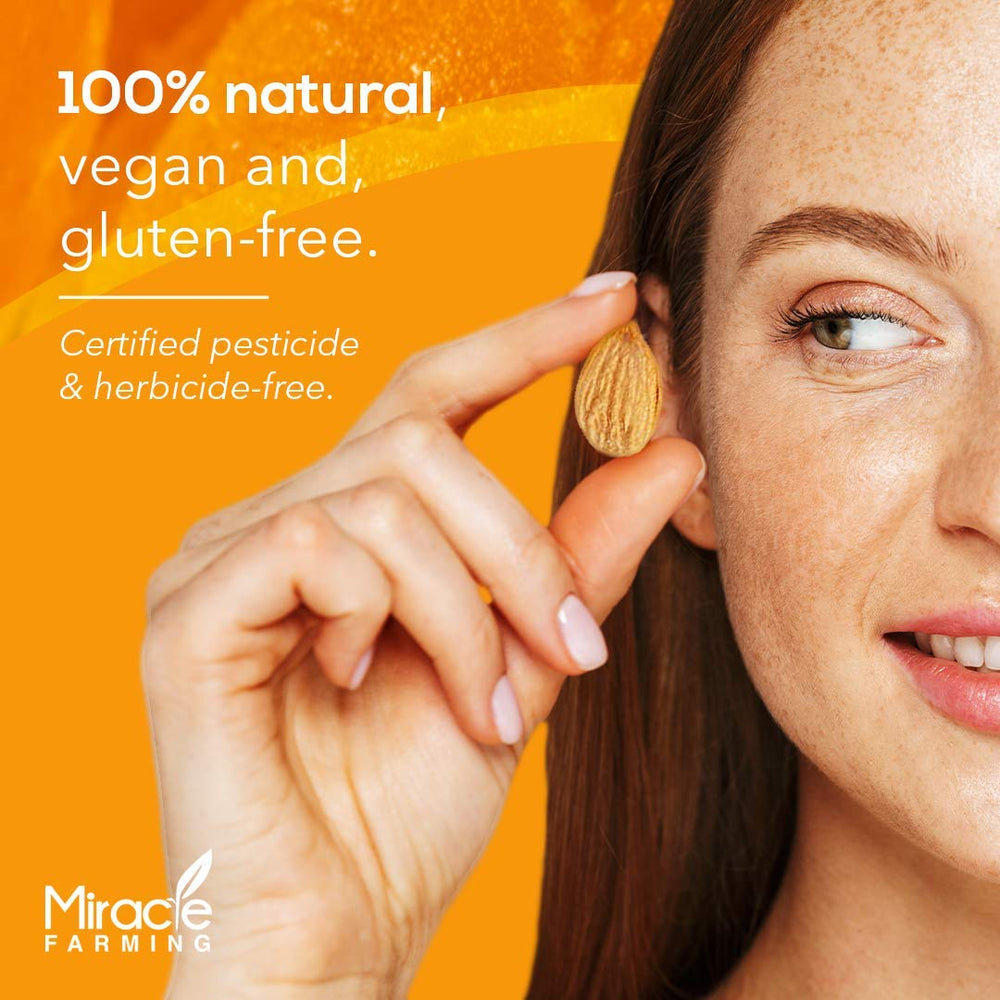 Raw apricot seeds from Miracle Farming suitable for vegan and gluten free diets.