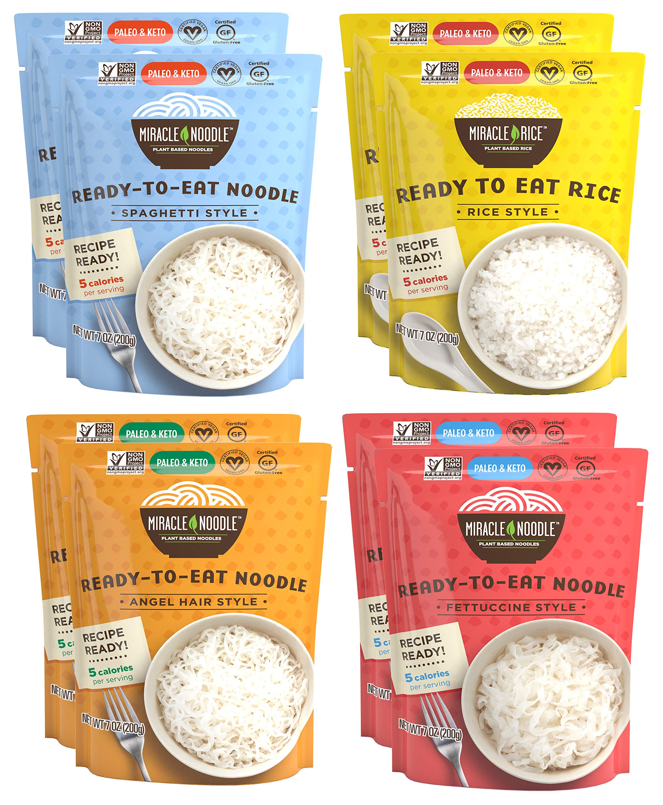 Miracle Noodle Angel Hair packaging shown for quick low-calorie meal.