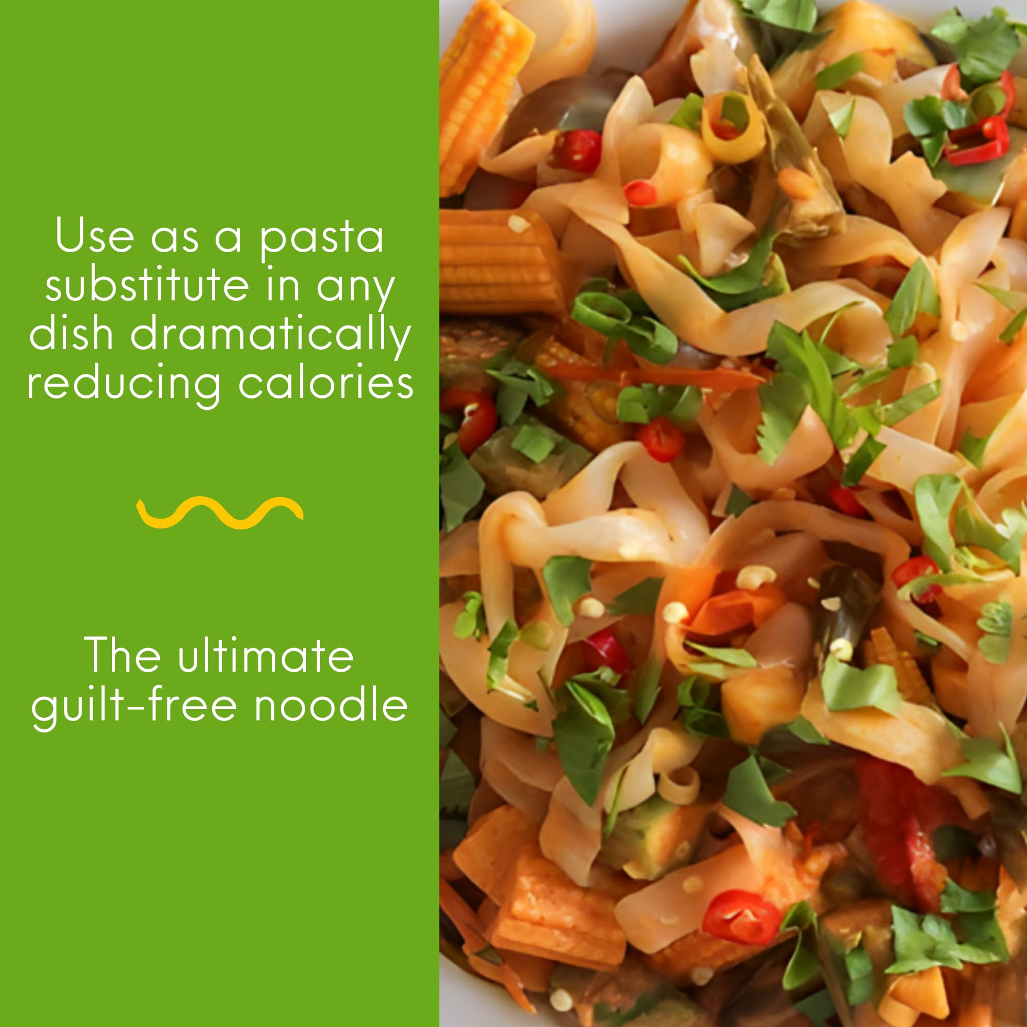 Miracle Noodle Fettuccine Konjac in sauce absorbs flavors without adding calories or fat.
