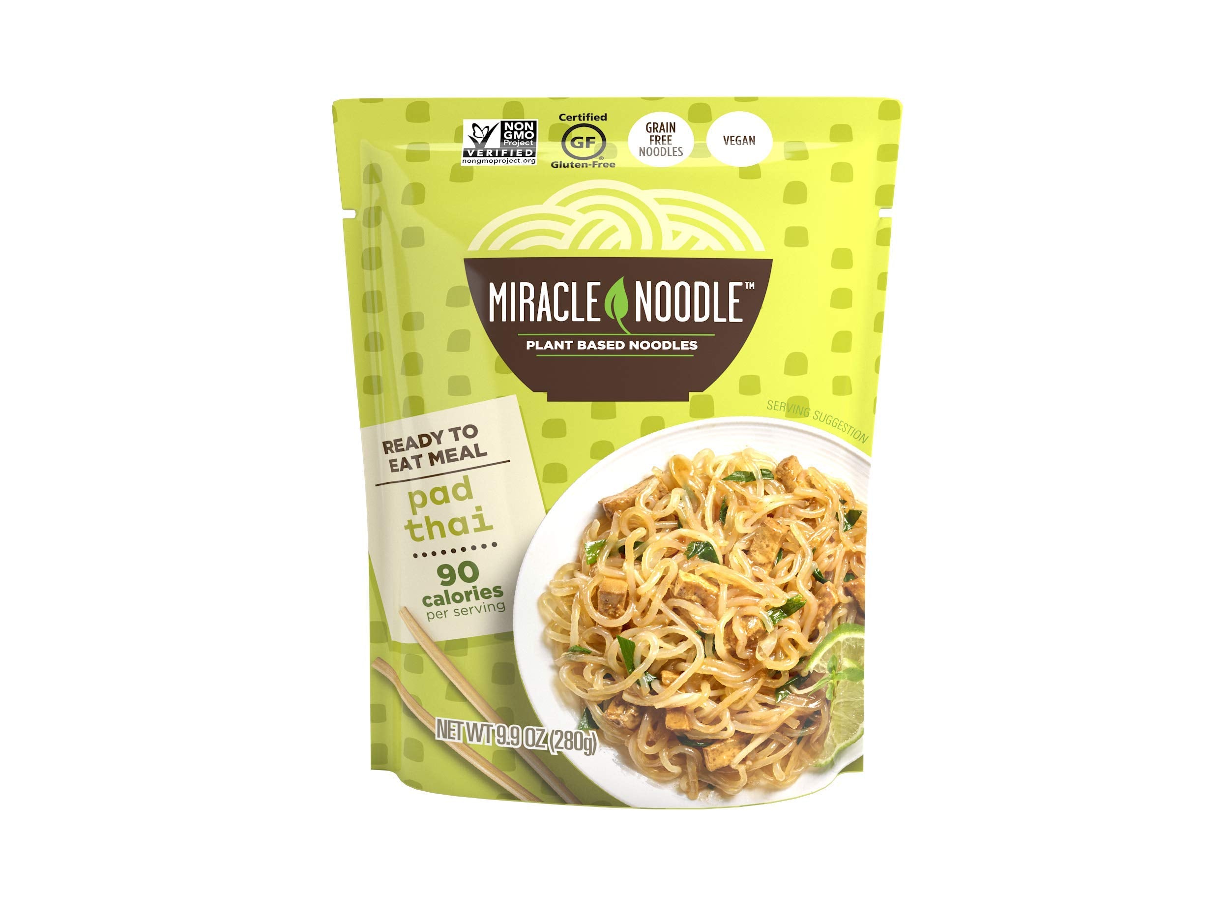Miracle Noodle Pad Thai ready-to-eat bowl showing a convenient dinner option.