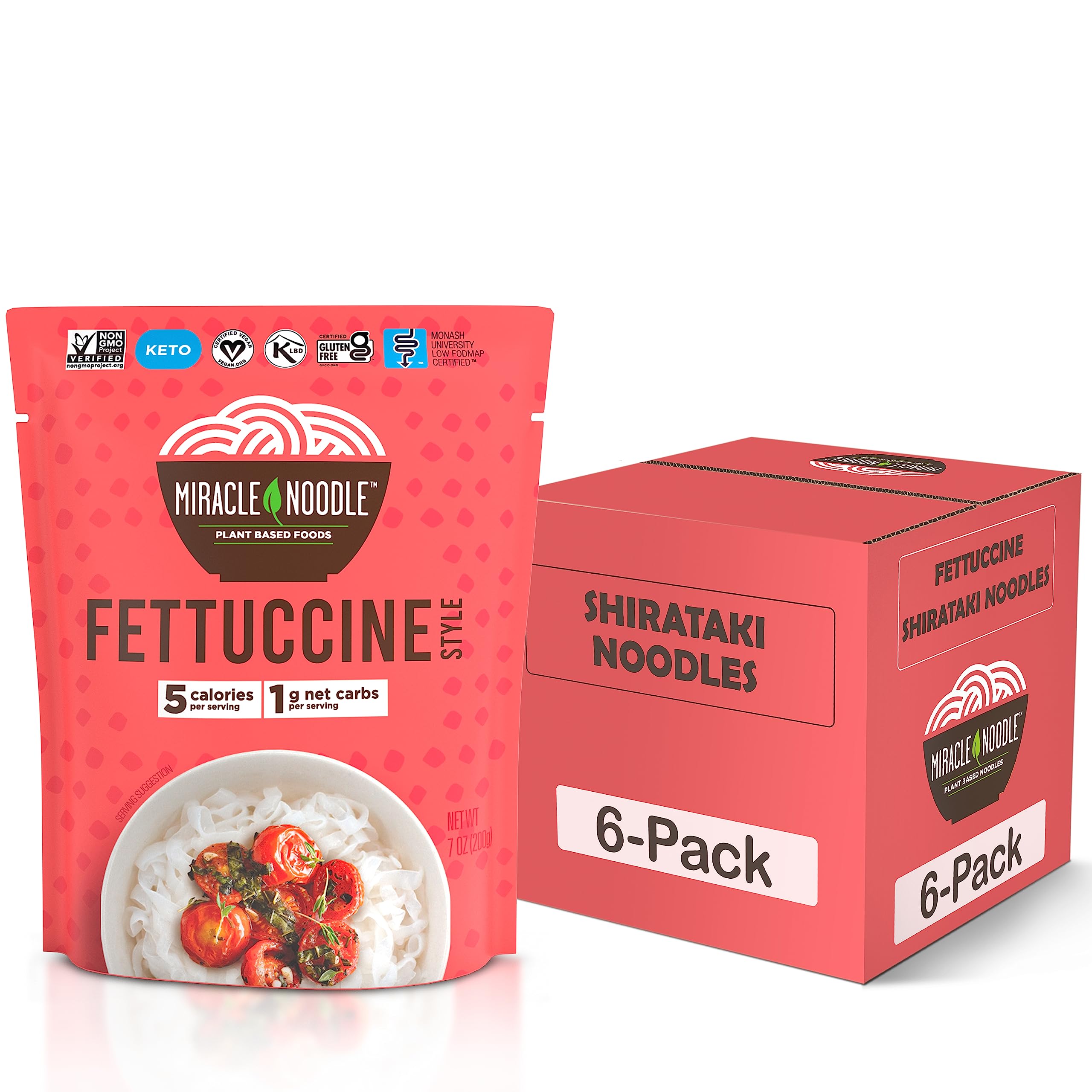 Miracle Noodle ready-to-eat fettuccine pack of six bags for quick meals