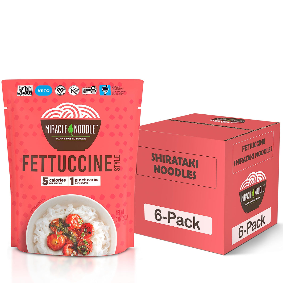 Miracle Noodle ready-to-eat fettuccine pack of six bags for quick meals