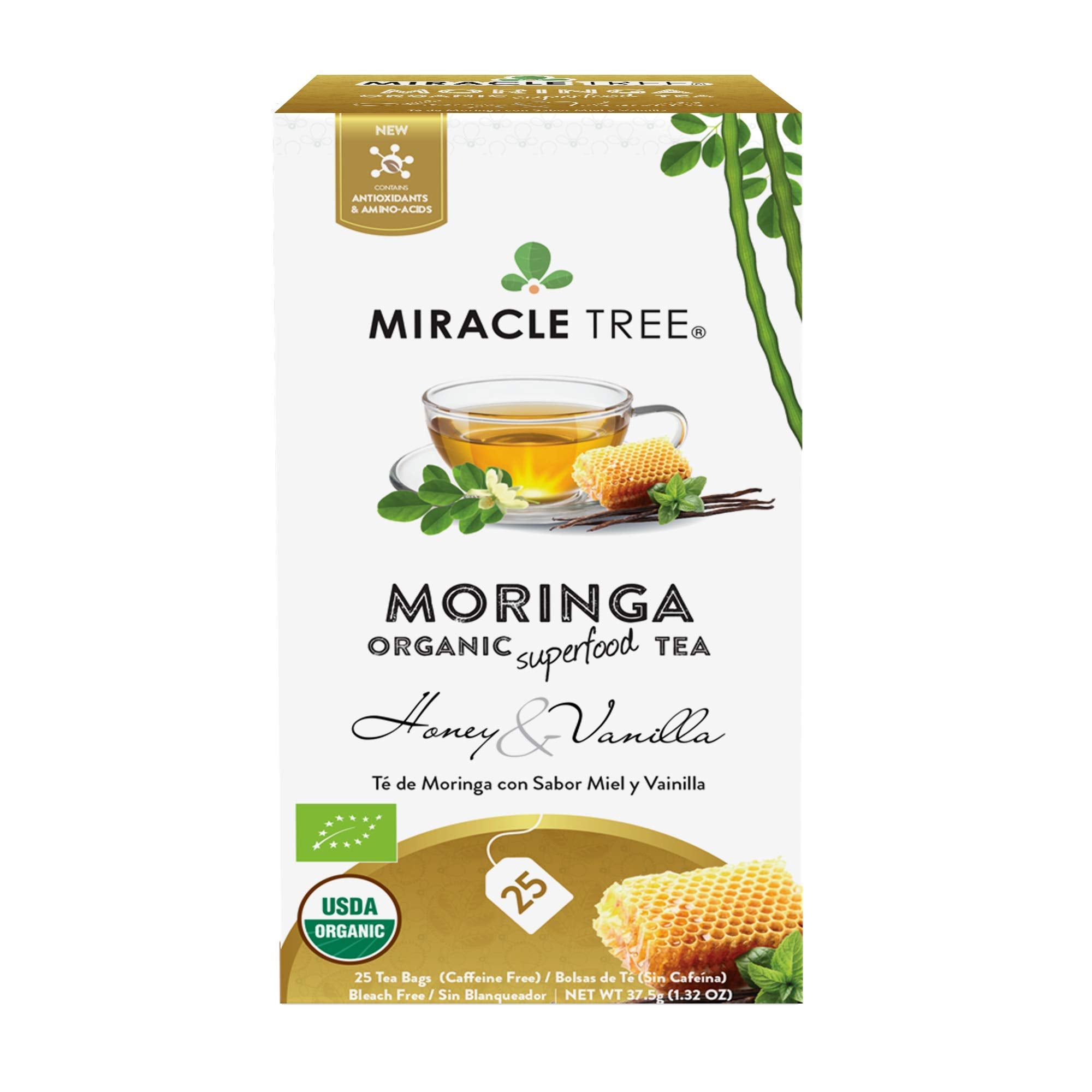 Miracle Tree Organic Moringa Tea Bags aroma rising from a steaming cup