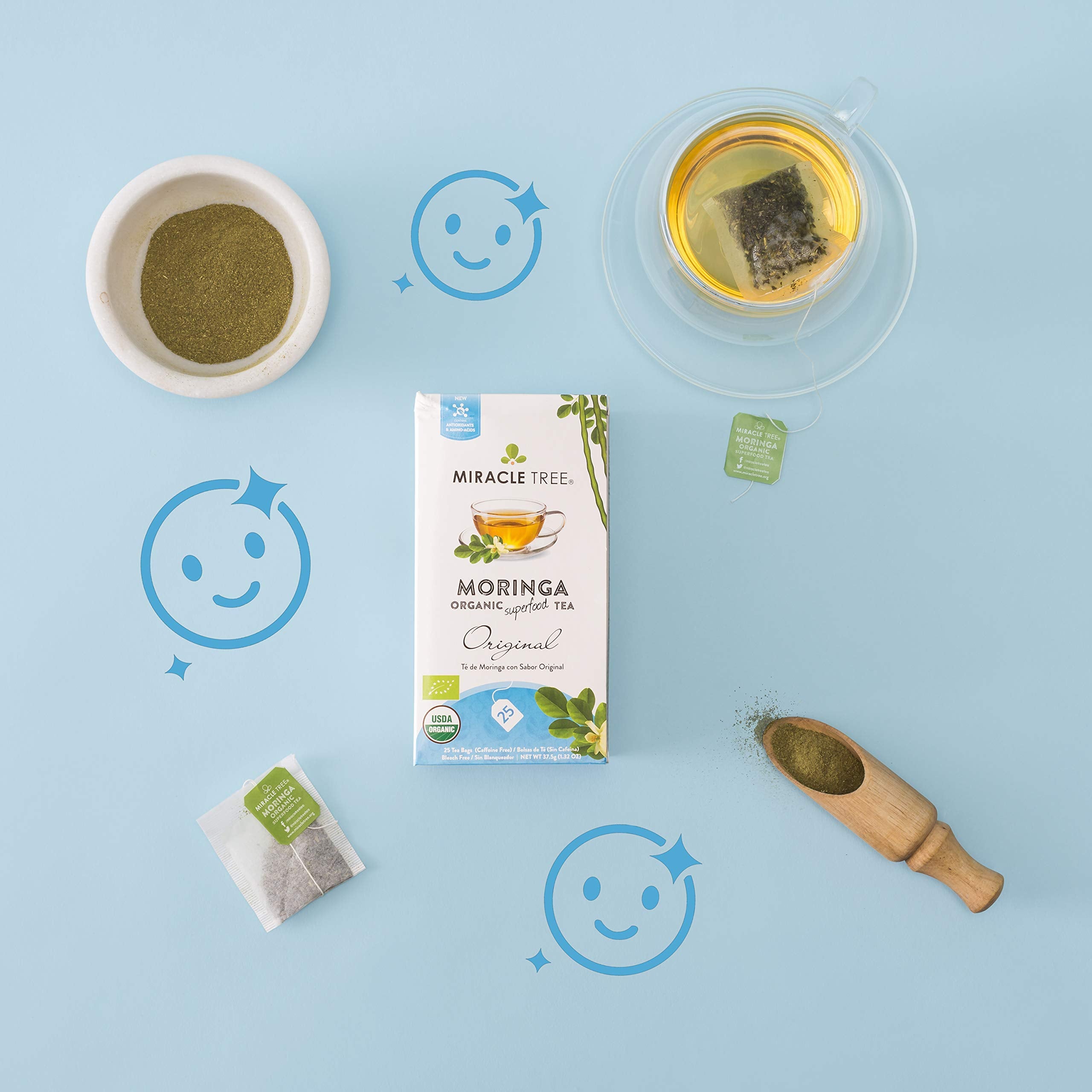 Miracle Tree Moringa Tea flavor varieties — explore Original, Ginger, Mint, Mango and more.