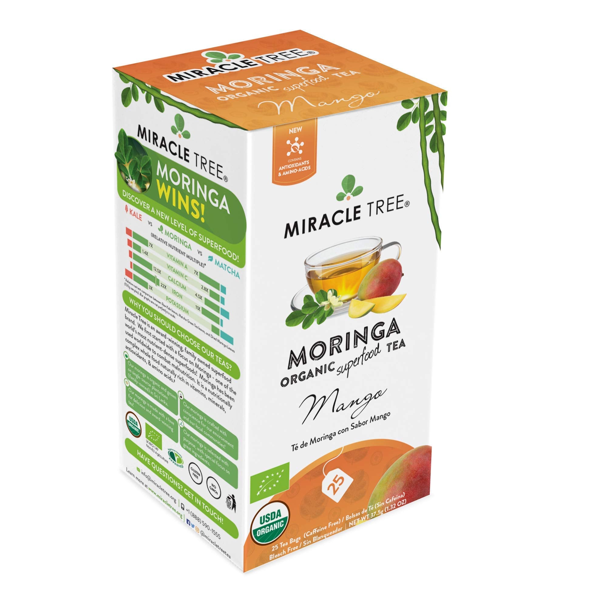 Miracle Tree Moringa Mango hot cup ready for a calm break.