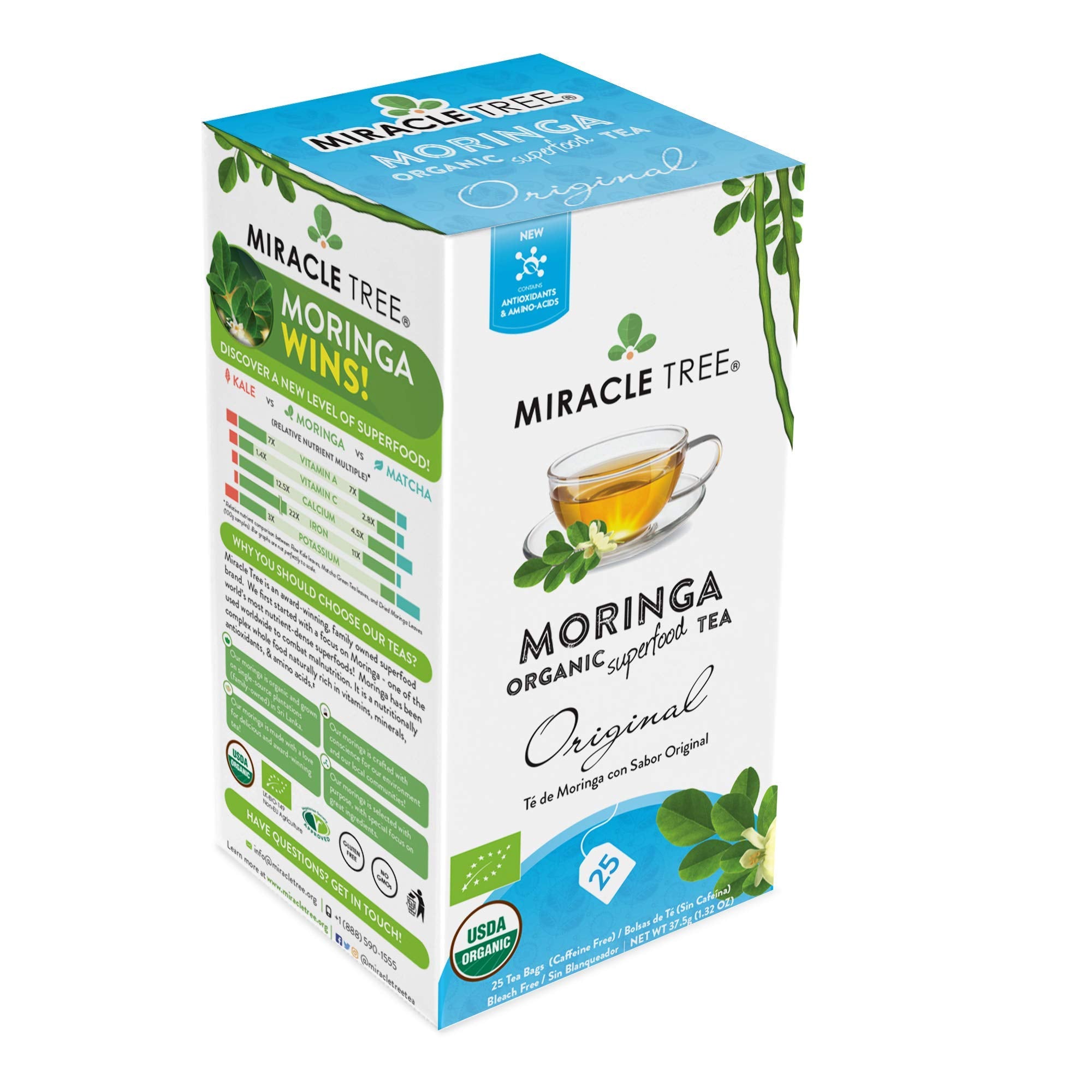 Miracle Tree Moringa Tea USDA Organic seal — certified organic ingredients you can trust.