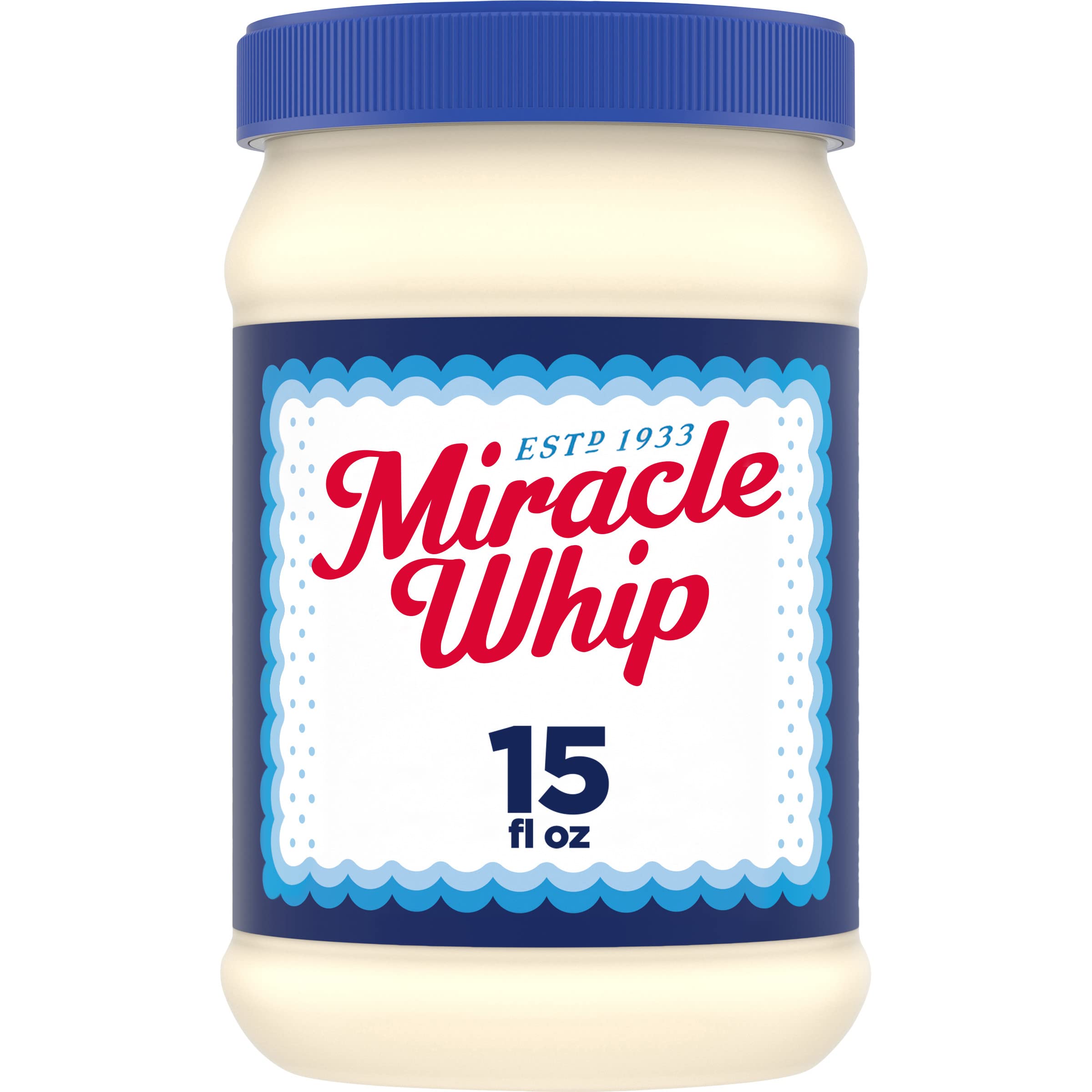 Miracle Whip Original dressing jar front showing tangy appeal for sandwiches.