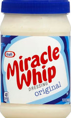 Spread of Miracle Whip Original dressing on a sandwich.