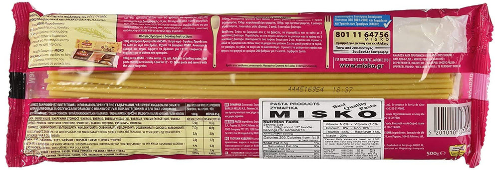 Misko Pastitsio noodles dried form suited for layered béchamel.