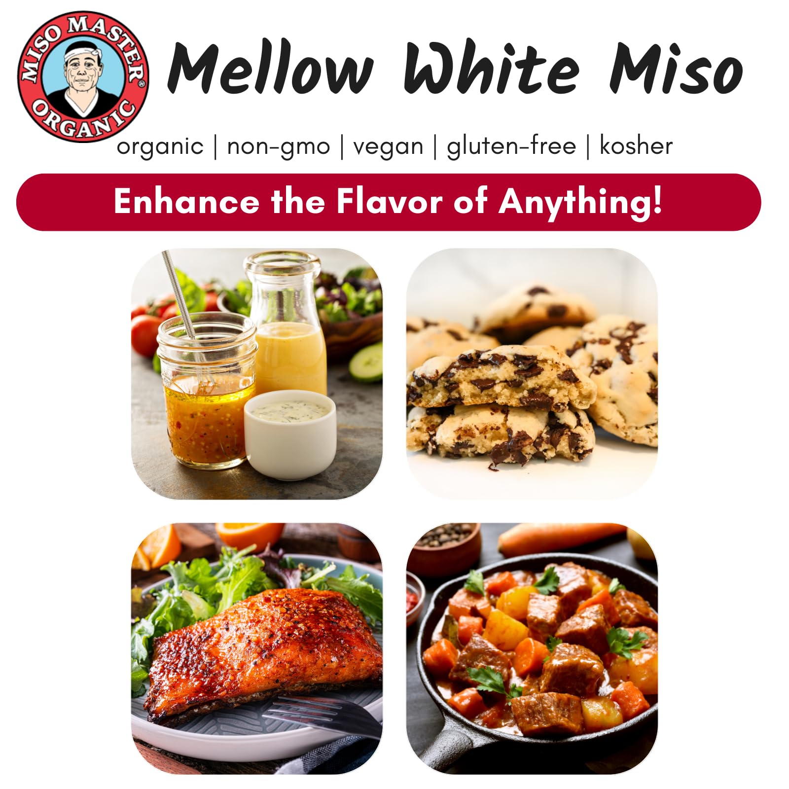 Organic soybeans and koji fermentation emphasize authentic flavor