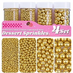 Miss Doozy Gold Pearl Sprinkles 2mm in jars for precise cake accents.