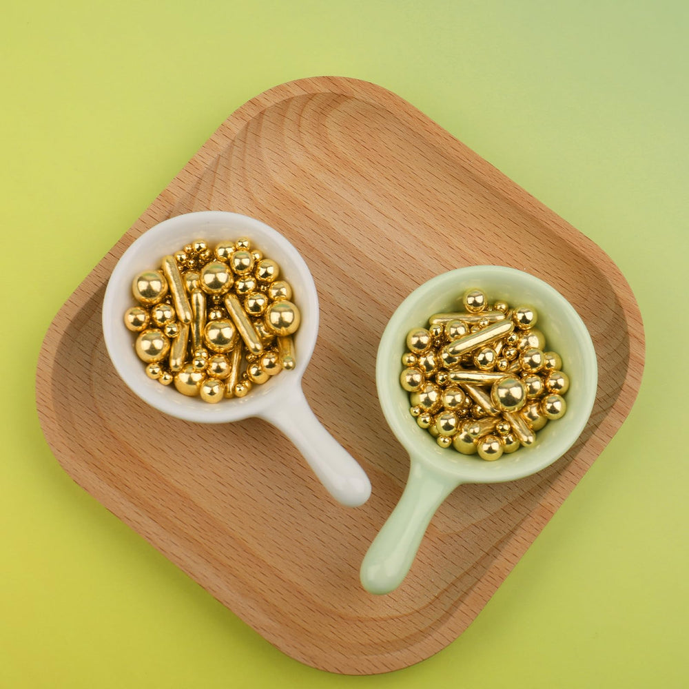 Miss Doozy Gold Sprinkles on ice cream and donuts for extra charm.