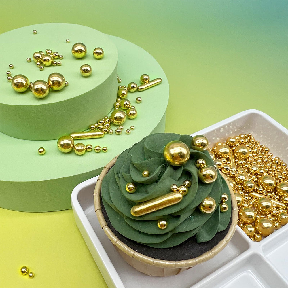 Miss Doozy Pearls Sprinkles close-up ideal for sophisticated cupcake and cookie touches.