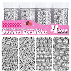 Miss Doozy Silver Pearl Sprinkles 2mm jar adds subtle shine to cake decorating