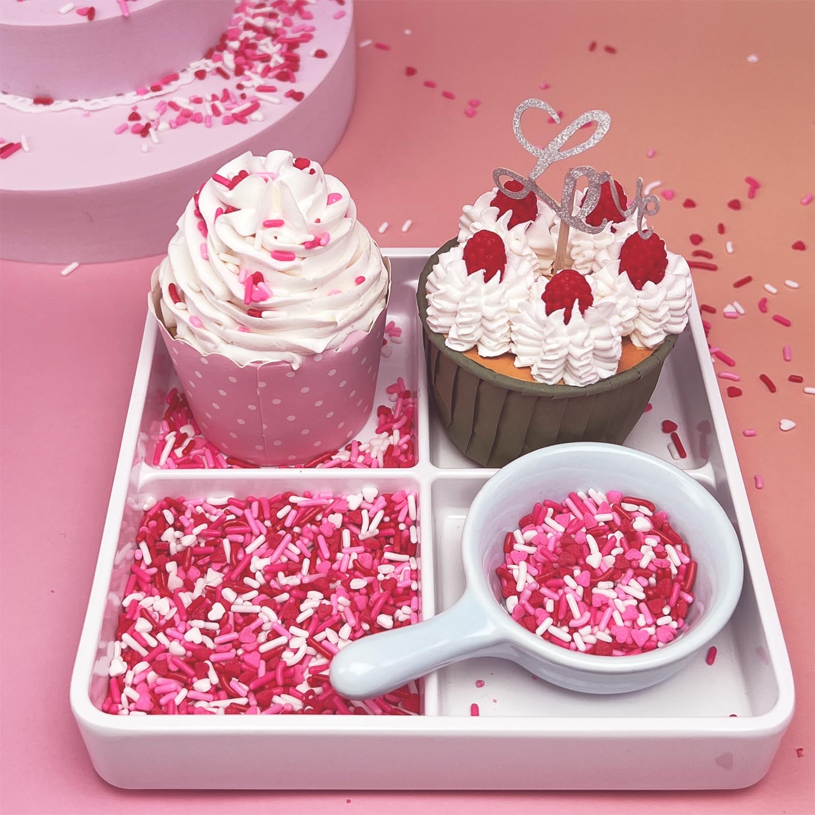 Miss Doozy Valentines Sprinkles mixed shapes with hearts elevate party treats.