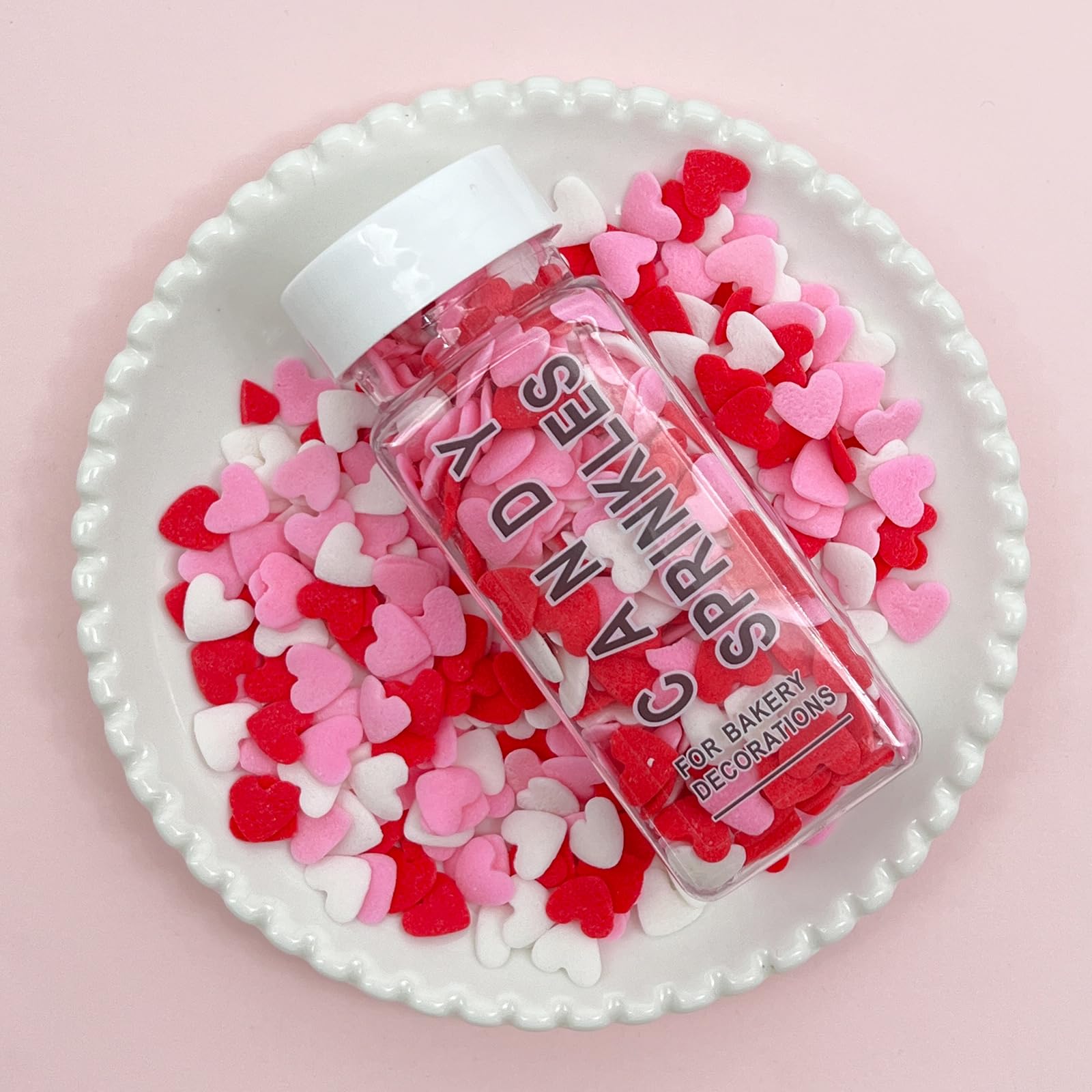 Miss Doozy Valentines Sprinkles white hearts on cupcakes for elegance