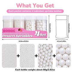 Miss Doozy White Pearl Sprinkles 10mm jar delivers bold, luxe detail to wedding cakes and bars.