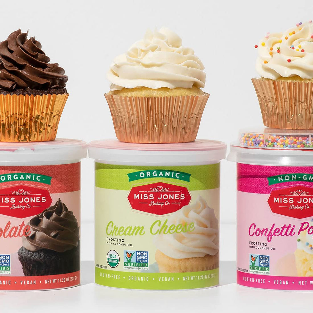 Miss Jones frosting perfect for decorating cakes and cupcakes.
