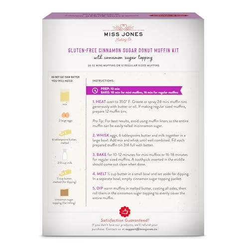 Miss Jones Gluten-Free Cinnamon Sugar Donut Muffin Kit finished plate shows bakery-like muffins ready to enjoy