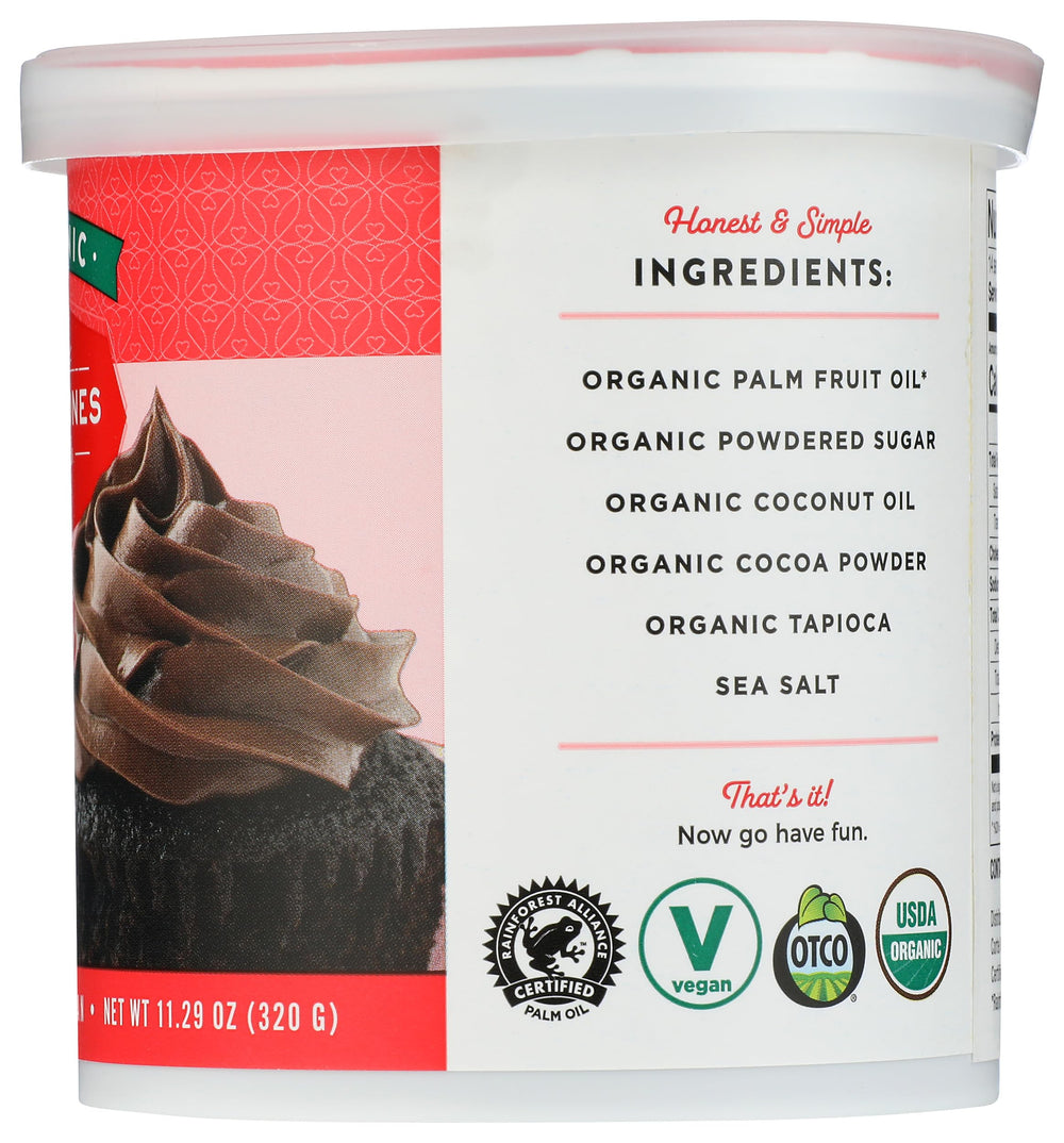 Miss Jones Baking frosting with no hydrogenated oils or artificial colors.