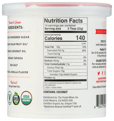 Miss Jones Baking organic vanilla frosting jar, smooth texture for cake decorating.