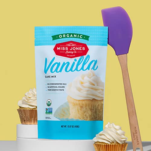 Miss Jones Organic Yellow Cake sliced to reveal moist crumb and tender texture