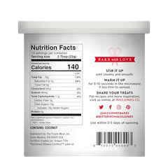 Miss Jones Baking vegan-friendly frosting tub, dairy-free option for cupcakes.
