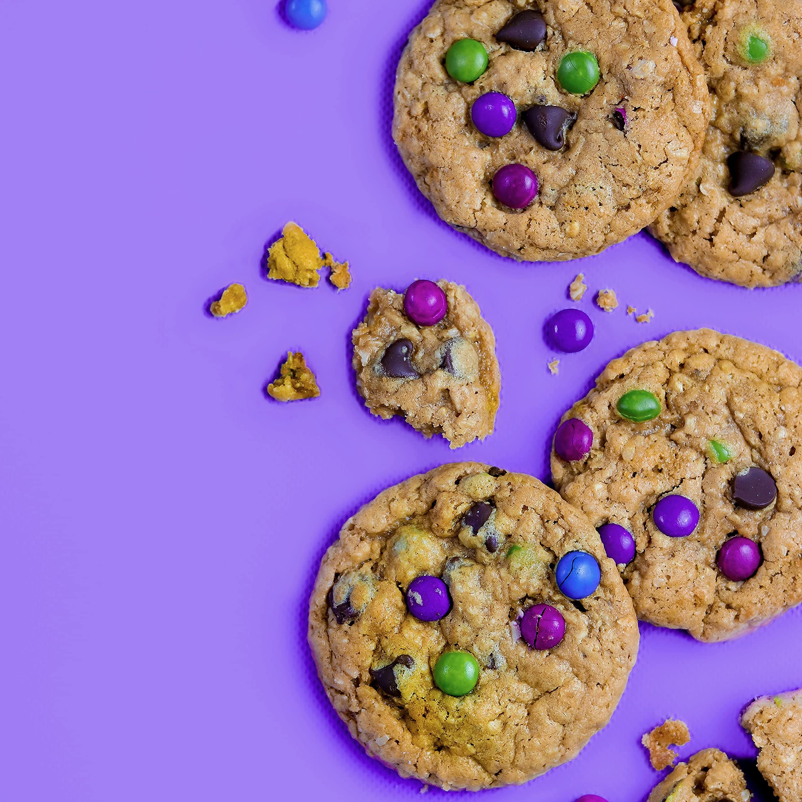Miss Jones Cookie Monster Mix close-up of chocolate chips and candy morsels