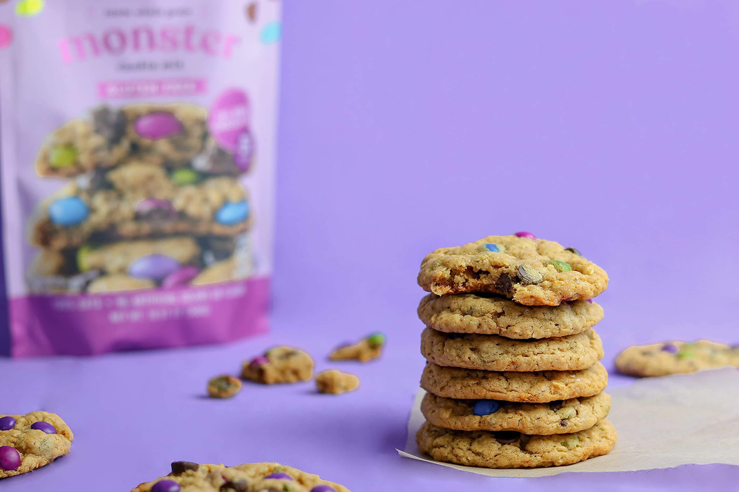 Miss Jones Cookie Monster Mix ingredients layout highlighting oats and chocolate