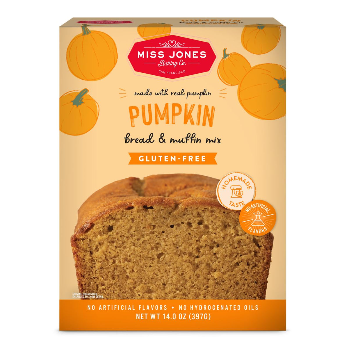 Miss Jones Gluten Free Pumpkin Bread Mix package ideal for fall baking.