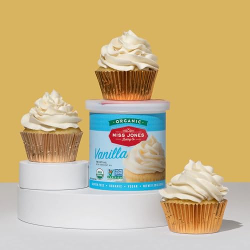 Miss Jones Vanilla Buttercream decorating-cupcakes provides a smooth finish for eye-catching desserts.