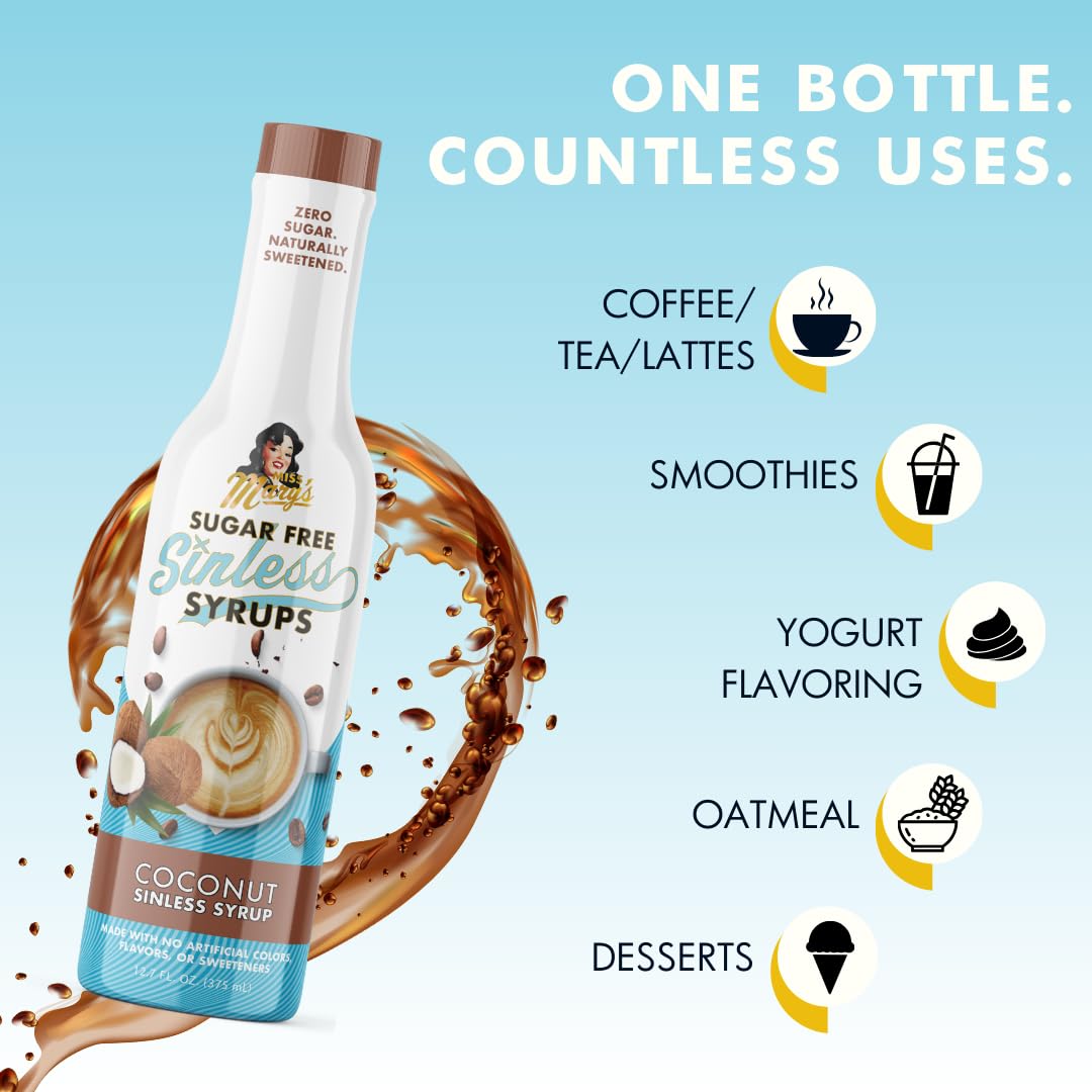 Miss Mary's Morning Elixir Coconut pour adds tropical notes to beverages.