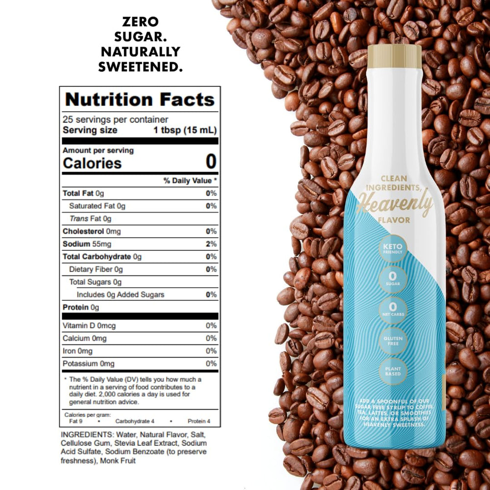Miss Mary's Sinless Peppermint Pattie Syrup being poured into coffee for keto-friendly flavor