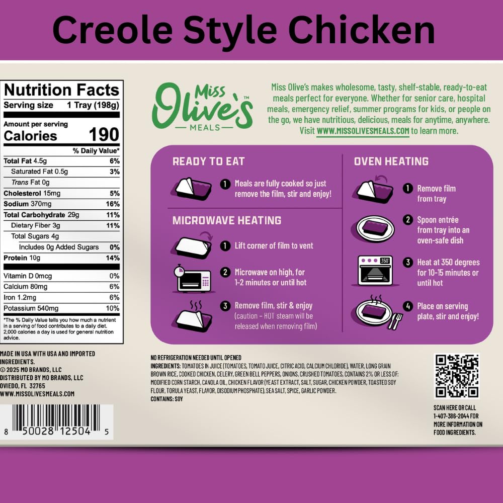 Miss Olive's Microwave-Ready container for quick heat-and-serve meals.