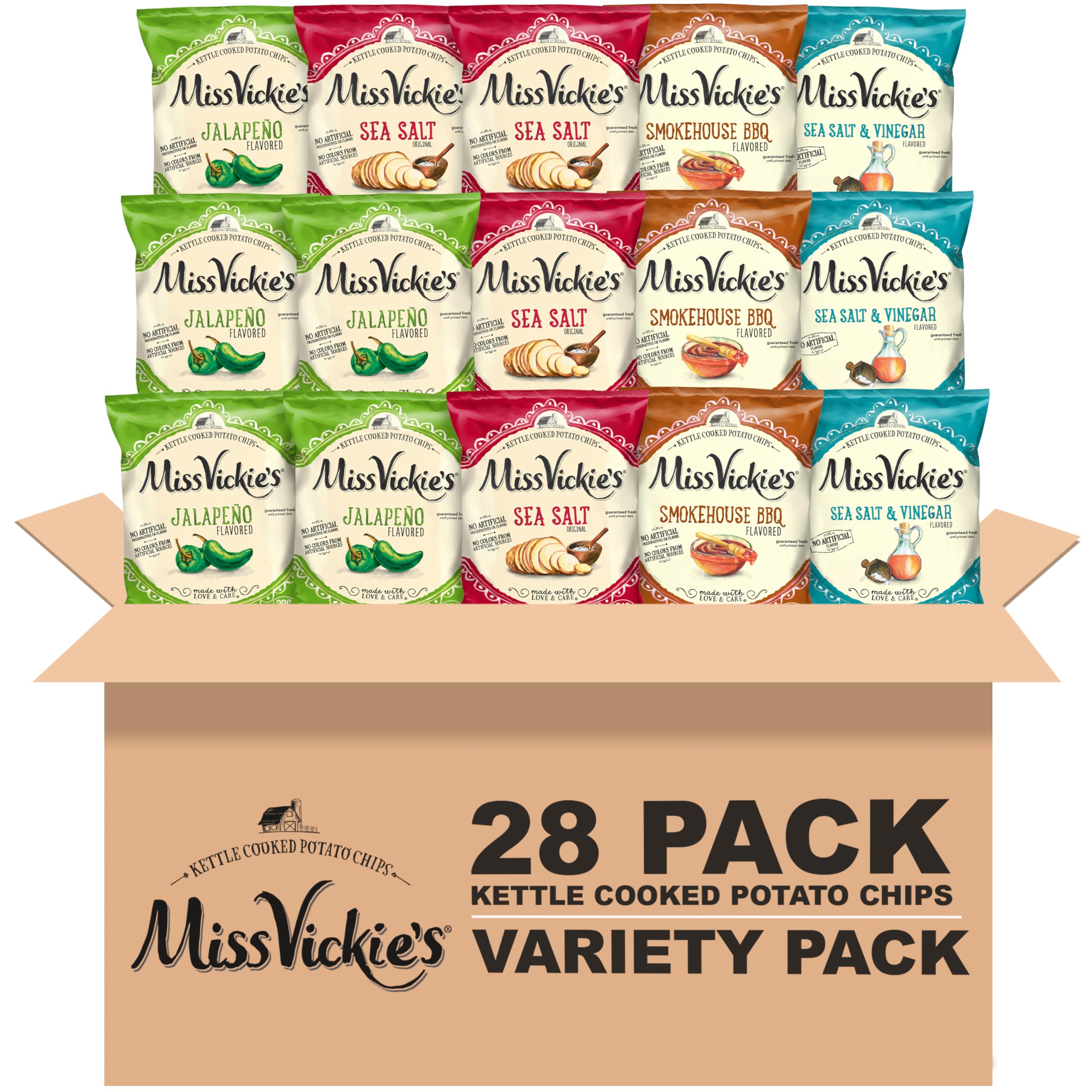 Miss Vickie's jalapeno chips bag shows bold flavor and crunchy texture for spicy snacking.
