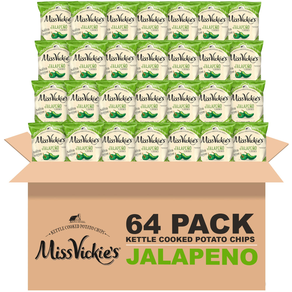 Miss Vickie's Jalapeño kettle chips in bag for bold on-the-go snacking.