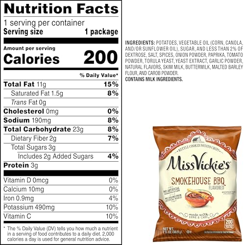 Miss Vickie's kettle-cooked process with thick-cut potatoes for crunch.