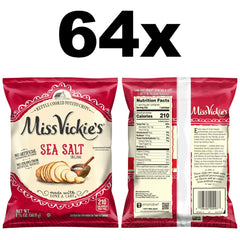 Miss Vickie's Sea Salt Kettle Chips close-up emphasizes crisp texture and savory notes.