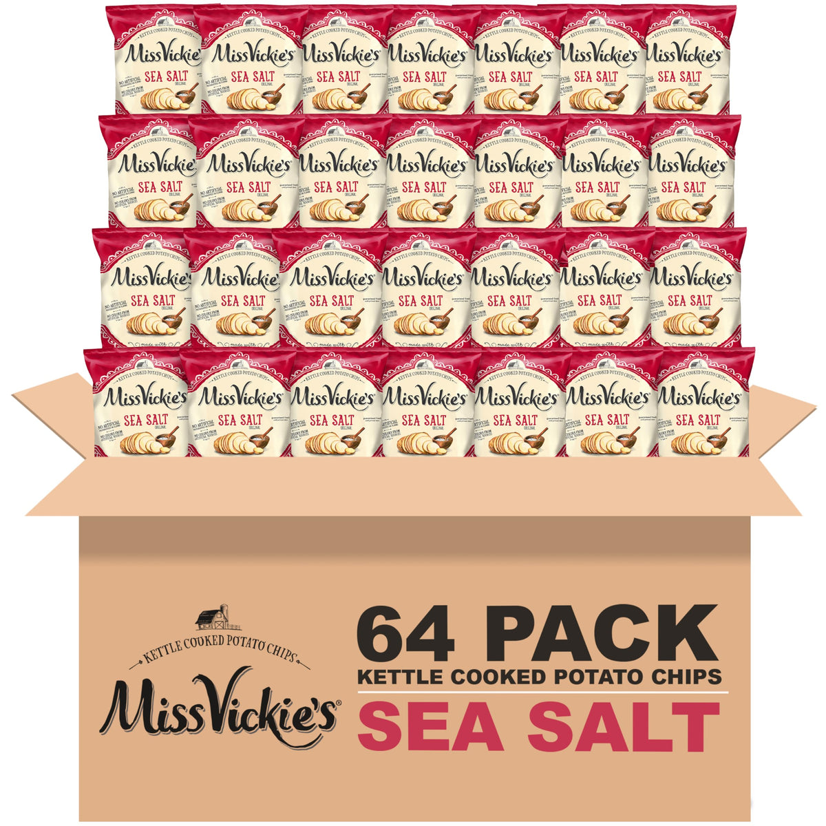 Miss Vickie's Sea Salt Kettle Chips bag front highlights classic flavor and crowd-pleasing crunch.