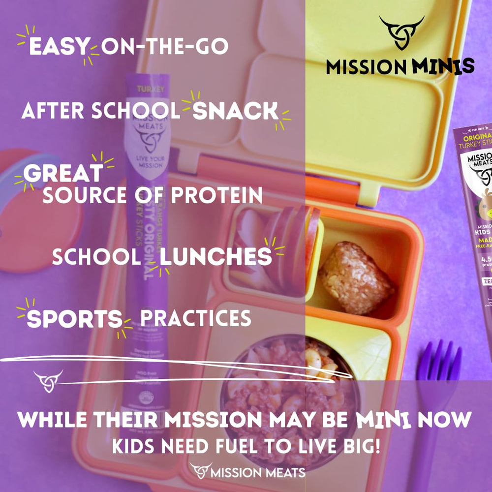 Mission Meats Allergen-free claim visible for gluten and nut free snacks.