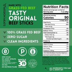 Mission Meats beef sticks 1oz portion, high-protein, convenient snack