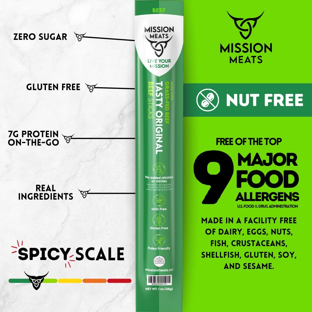 Mission Meats beef sticks in a lunchbox for on-the-go meals