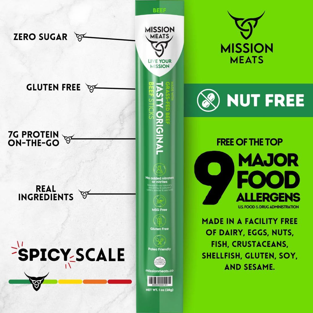 Mission Meats beef sticks in a lunchbox for on-the-go meals
