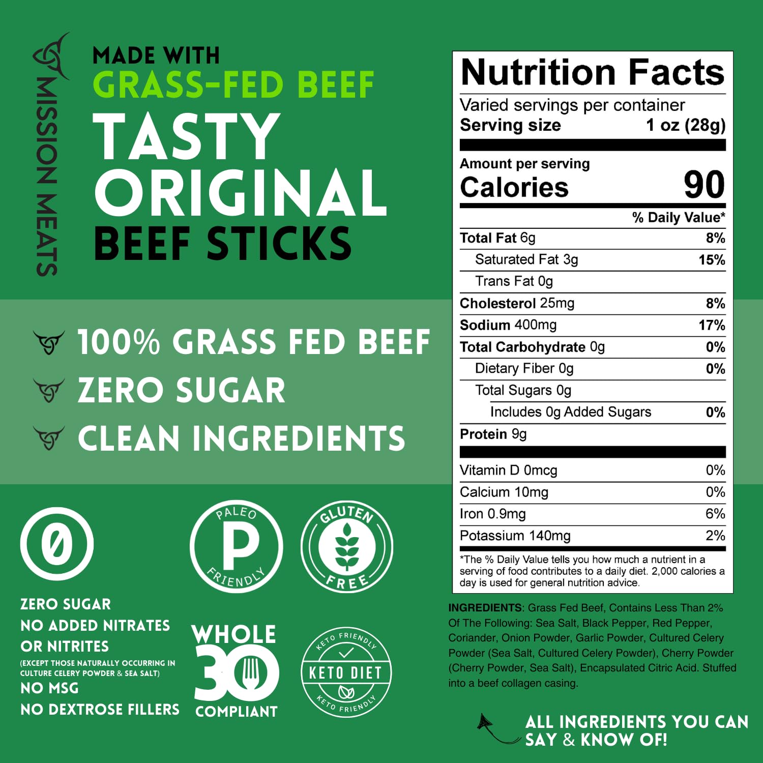 Mission Meats beef stick individually wrapped for convenient snacking