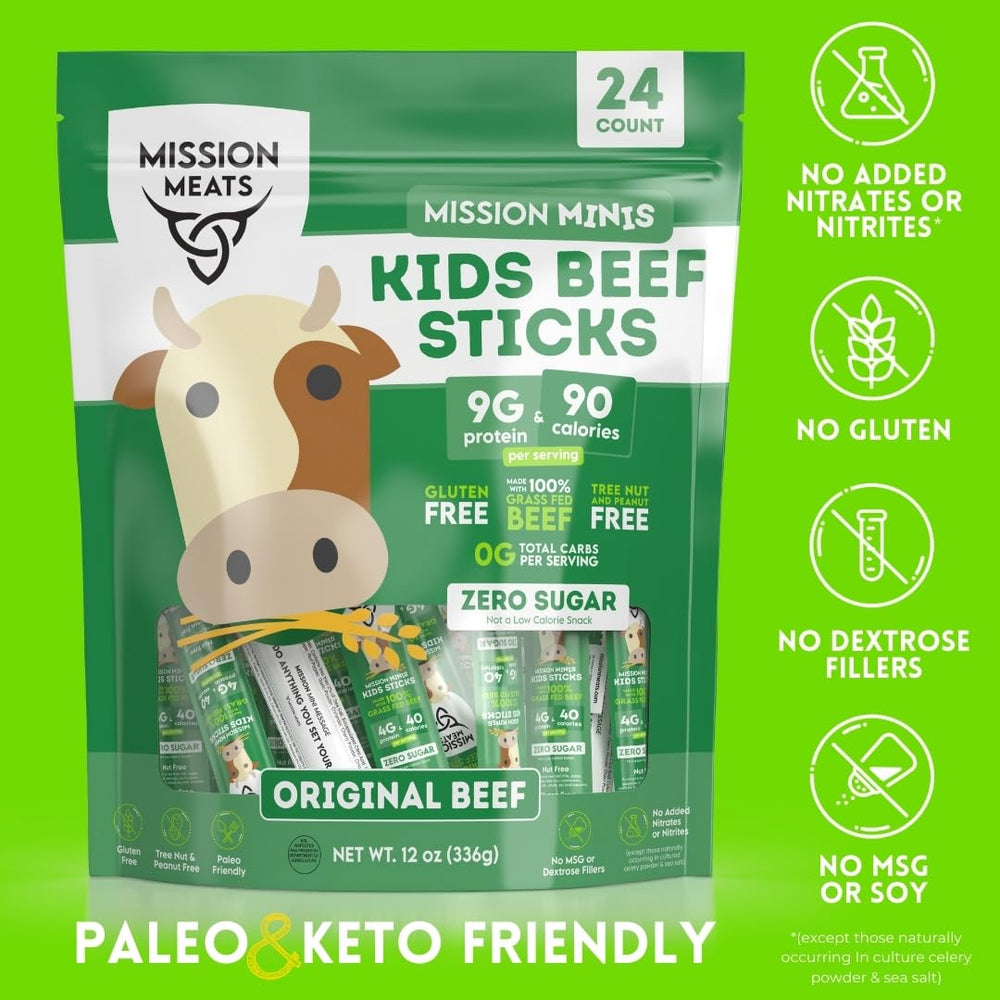 Mission Meats Kids Beef Sticks from grass-fed beef origin with simple ingredients