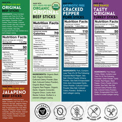Mission Meats organic beef sticks close-up highlighting clean ingredients