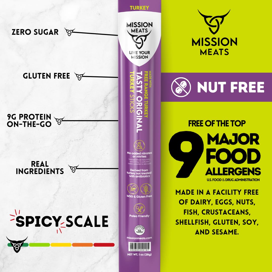 Mission Meats Original packaging displays the 12-count box for easy snacking.